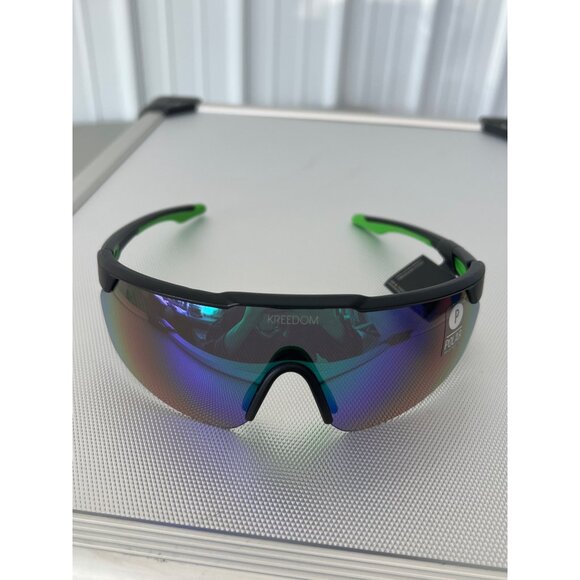 Kreedom Polarized Sports Sunglasses UV Protection Black Green Unisex Cycling NEW - Picture 5 of 6